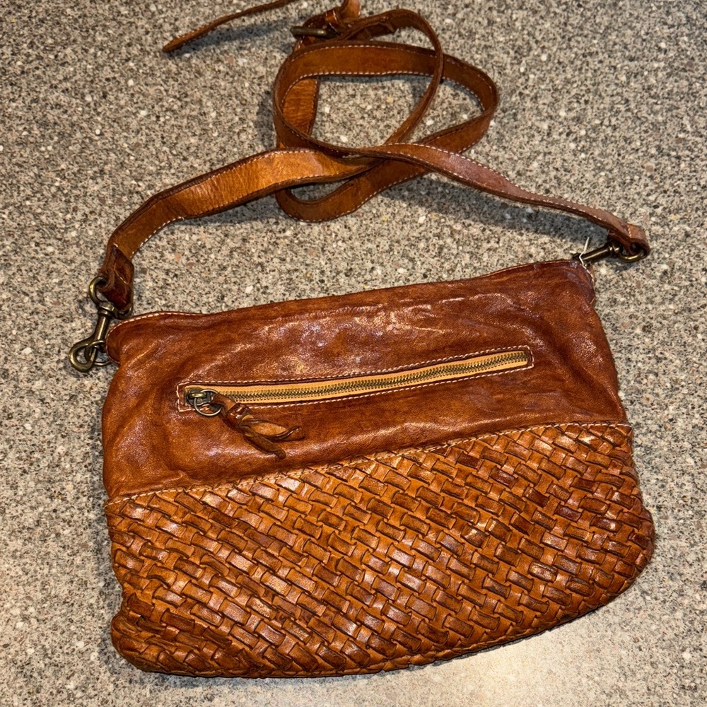 Langellotti italian leather woven purse